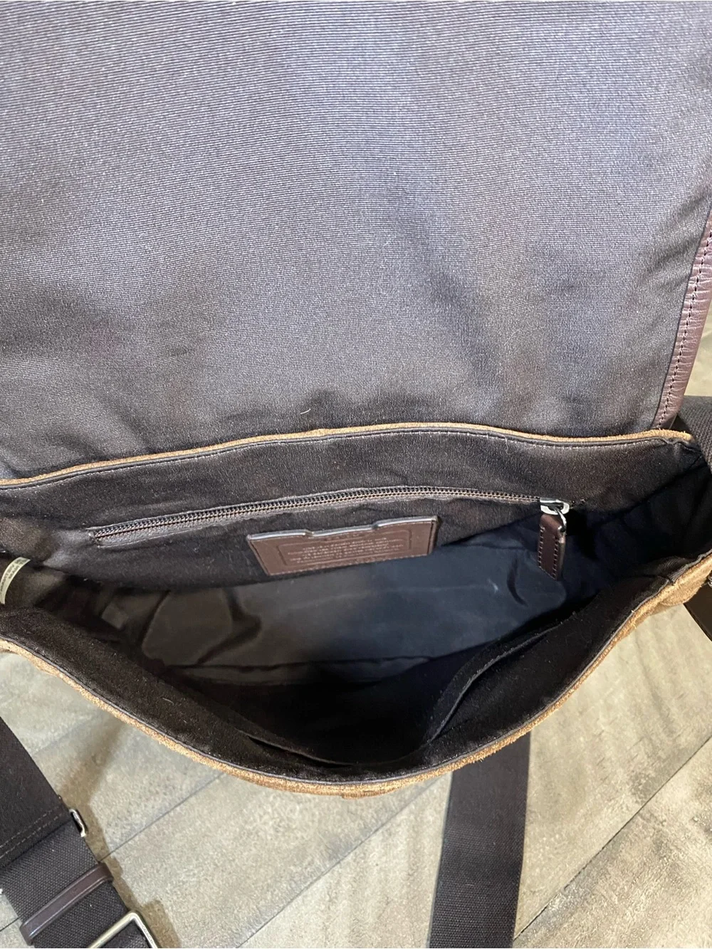 COACH Camden Brown Suede & Leather Messenger Bag Flap Satchel